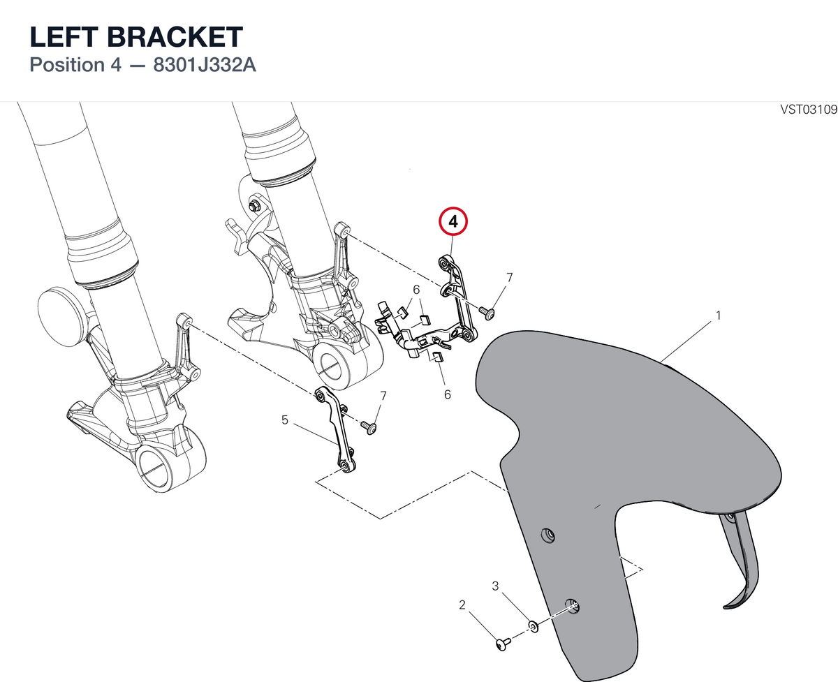 LEFT BRACKET 8301J332A diagram position