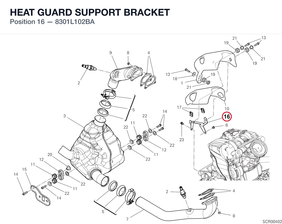 HEAT GUARD SUPPORT BRACKET 8301L102BA diagram position