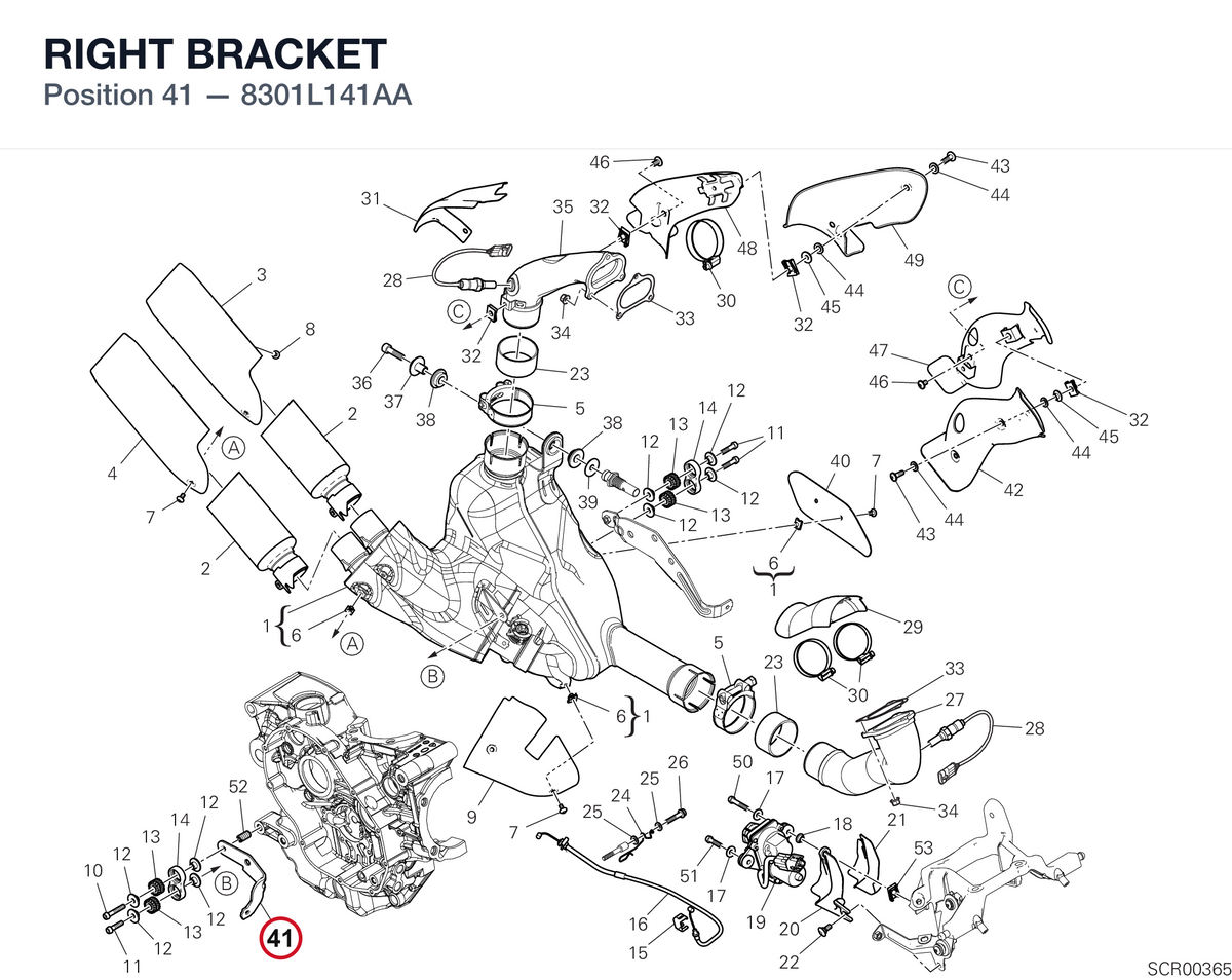 RIGHT BRACKET 8301L141AA diagram position