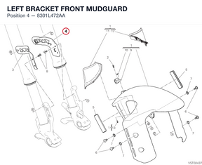 LEFT BRACKET FRONT MUDGUARD 8301L472AA diagram position