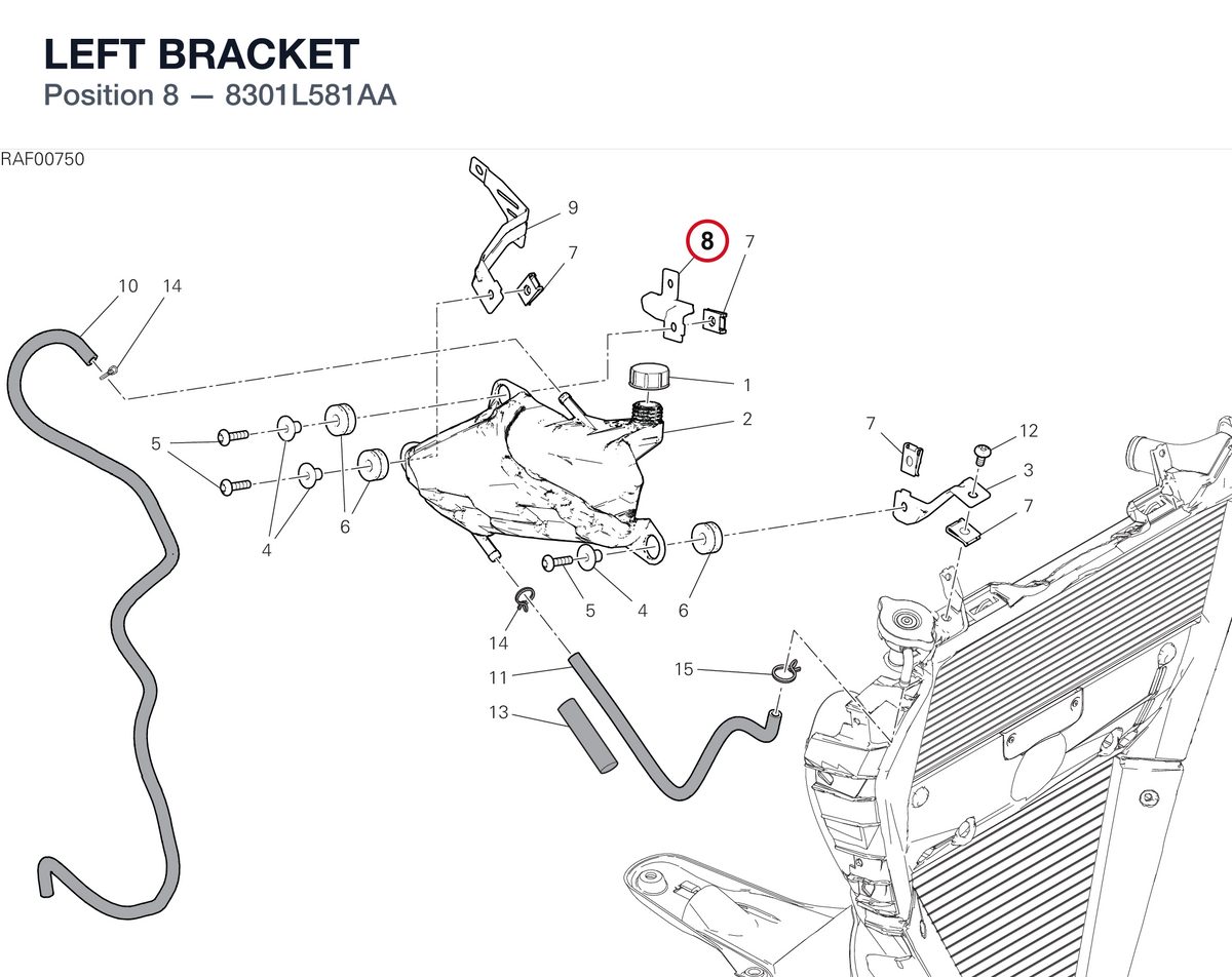 LEFT BRACKET 8301L581AA diagram position