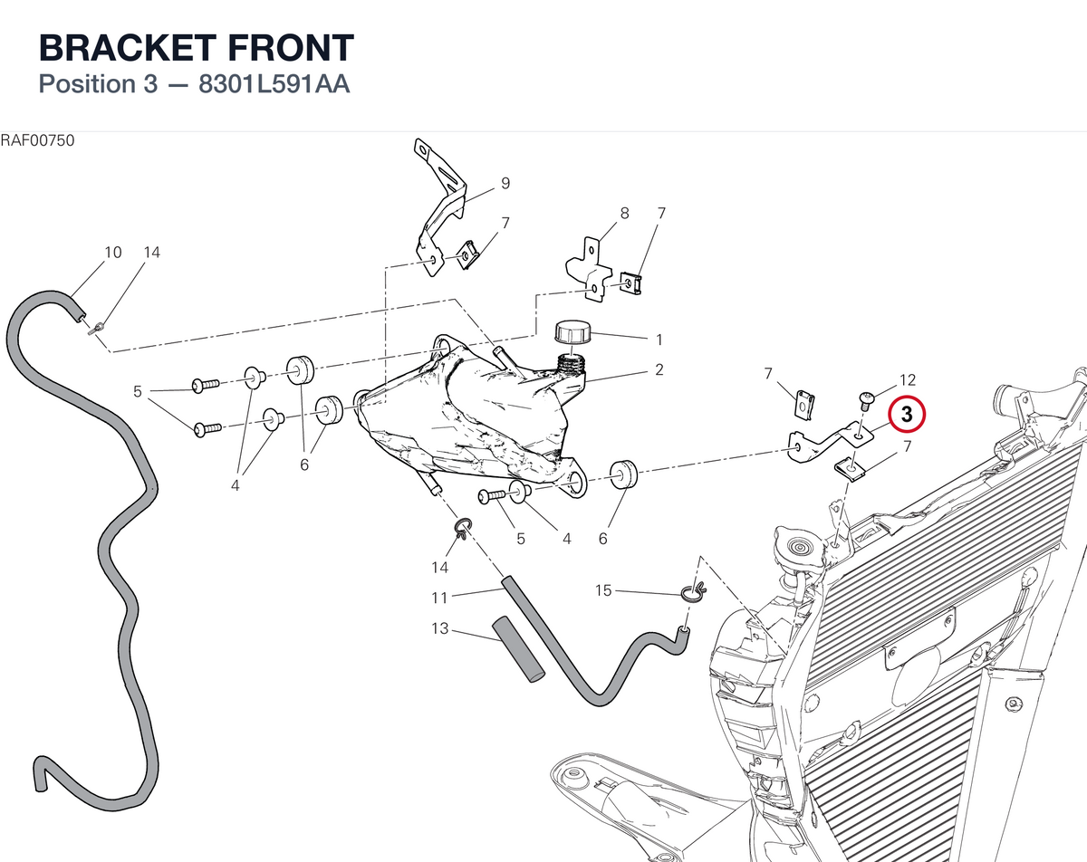 BRACKET FRONT 8301L591AA diagram position