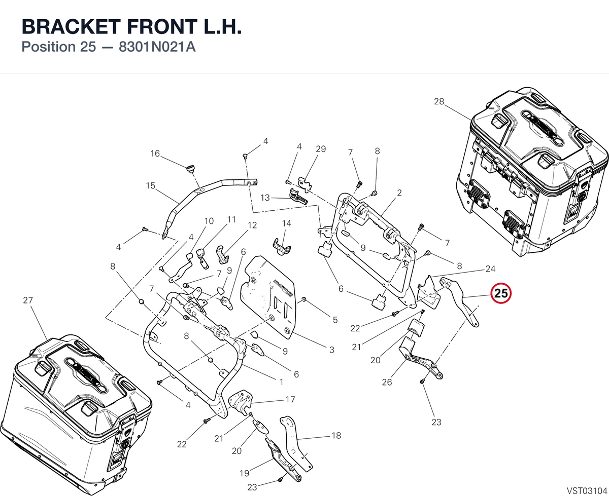 BRACKET FRONT L.H. 8301N021A diagram position