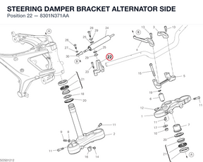 STEERING DAMPER BRACKET ALTERNATOR SIDE 8301N371AA diagram position
