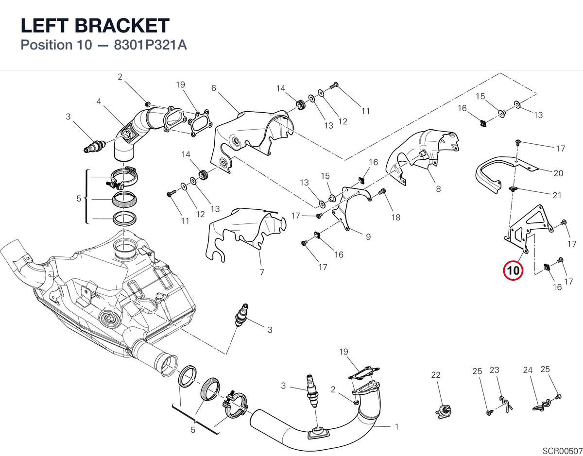 LEFT BRACKET 8301P321A diagram position