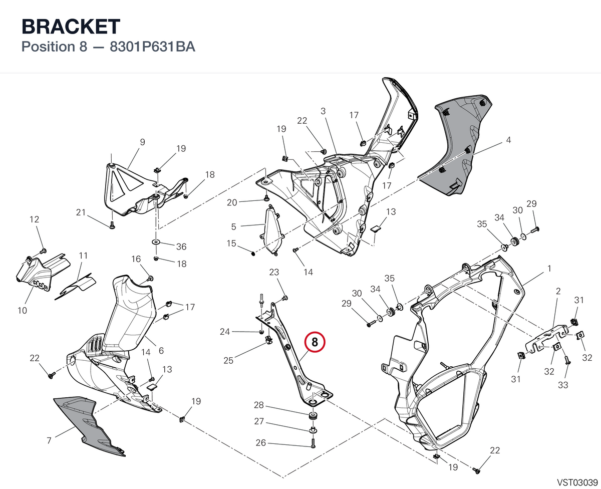 BRACKET 8301P631BA diagram position