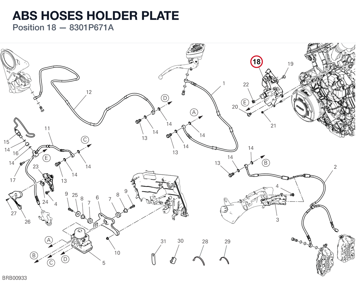 ABS HOSES HOLDER PLATE 8301P671A diagram position