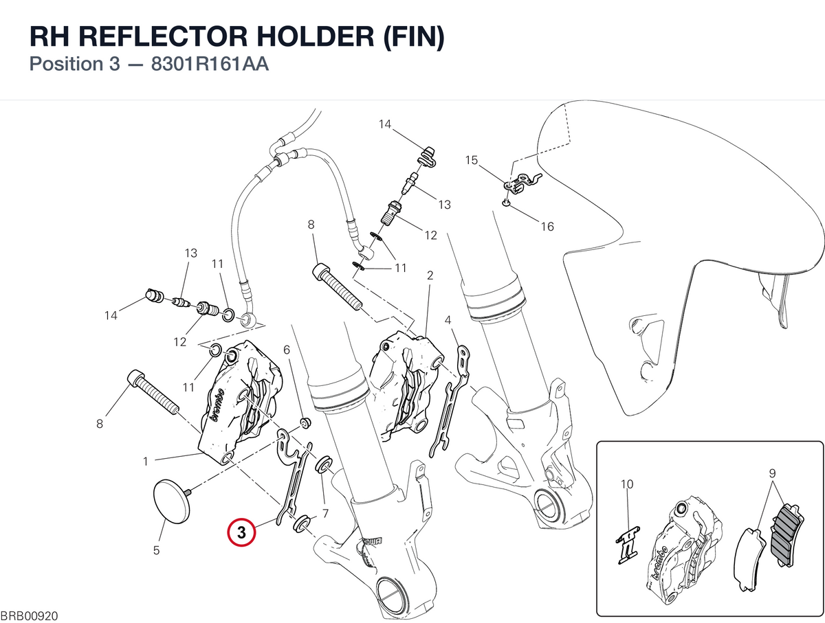RH REFLECTOR HOLDER (FIN) 8301R161AA diagram position