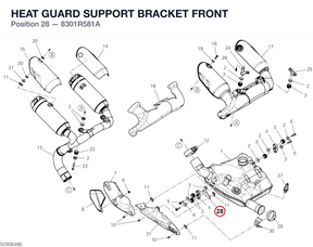 HEAT GUARD SUPPORT BRACKET FRONT 8301R581A diagram position