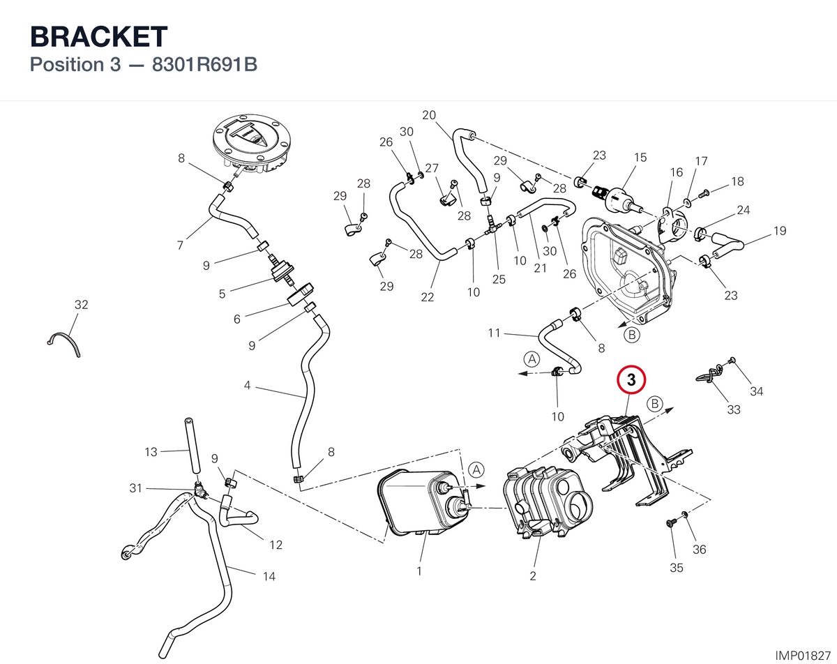 BRACKET 8301R691B diagram position