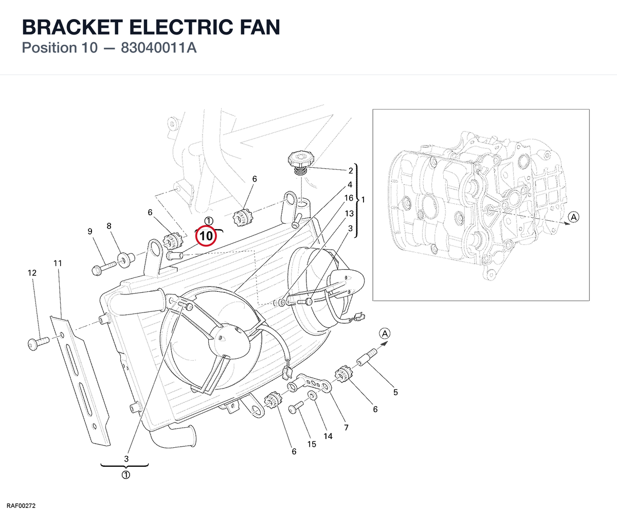 BRACKET ELECTRIC FAN 83040011A diagram position