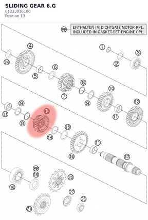 Diagram preview: SLIDING GEAR 6.G (61233016100)