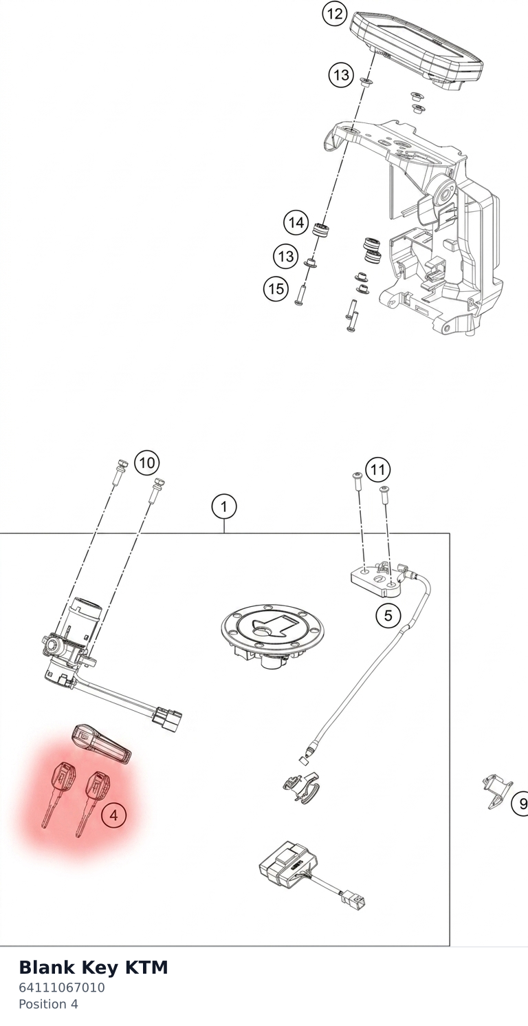 Diagram preview: Blank Key KTM (64111067010)