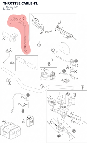 Diagram preview: THROTTLE CABLE 4T. (77302091200)