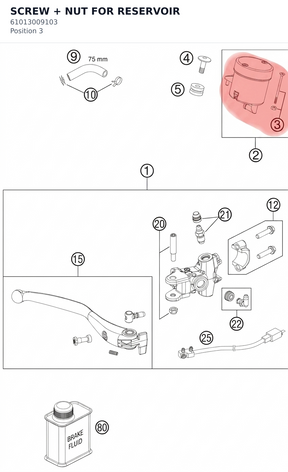 Diagram preview: SCREW + NUT FOR RESERVOIR (61013009103)