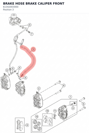 Diagram preview: BRAKE HOSE BRAKE CALIPER FRONT (61342003000)