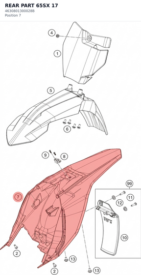 Diagram preview: REAR PART 65SX 17 (4630801300028B)