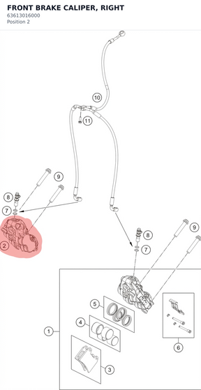 Diagram preview: FRONT BRAKE CALIPER, RIGHT (63613016000)