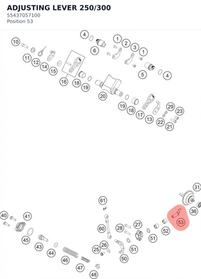 Diagram preview: ADJUSTING LEVER 250/300 (55437057100)