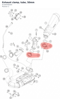 Diagram preview: Exhaust clamp, tube, 50mm (61305058200)