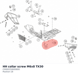 Diagram preview: HH collar screw M6x8 TX30 (C0000250600800)