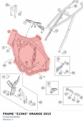 Diagram preview: FRAME  ''515N3'' ORANGE     2015 (5150310140004)