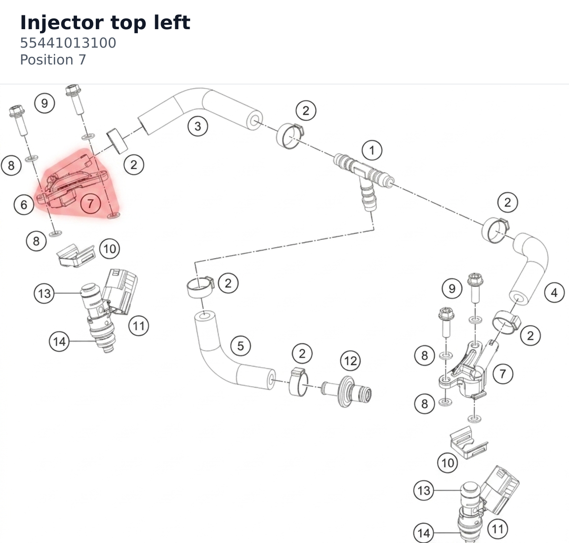 Diagram preview: Injector top left (55441013100)