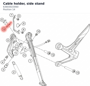 Diagram preview: Cable holder, side stand (63603023060)