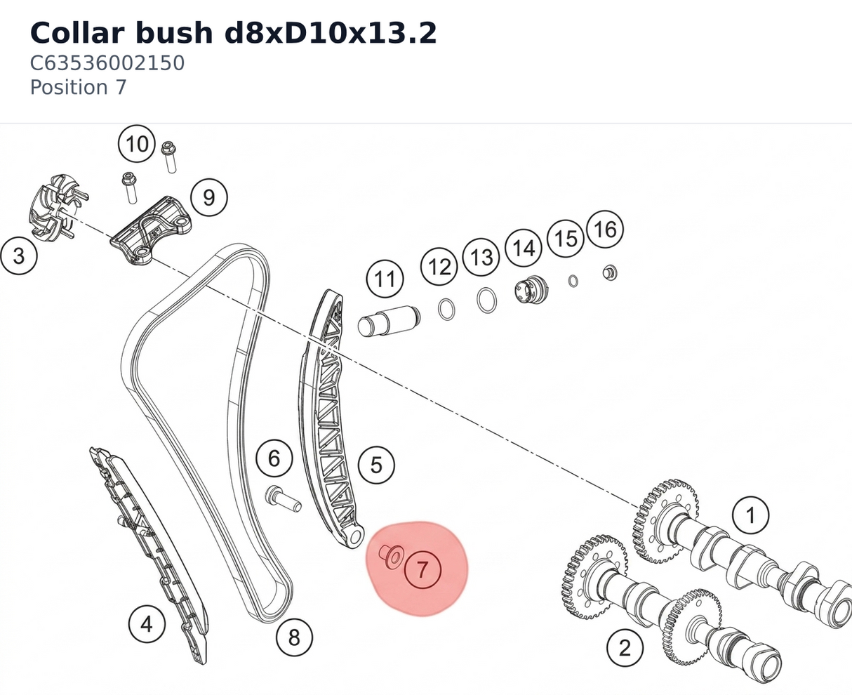 Diagram preview: Collar bush d8xD10x13.2 (C63536002150)