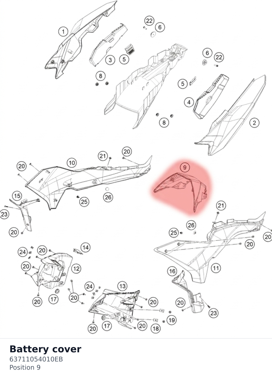 Diagram preview: Battery cover (63711054010EB)