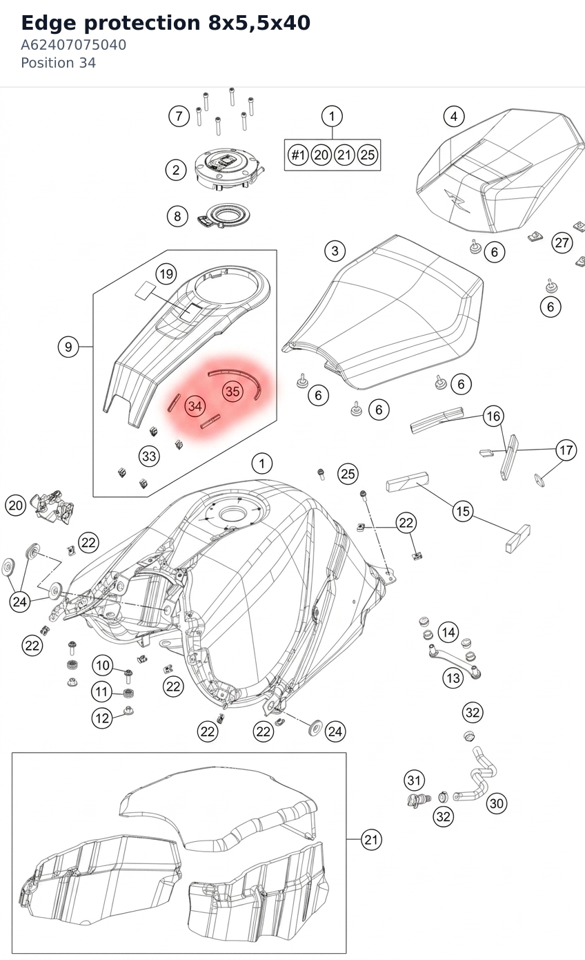 Diagram preview: Edge protection 8x5,5x40 (A62407075040)
