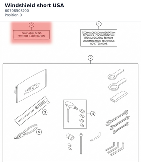 Diagram preview: Windshield short USA (60708508000)