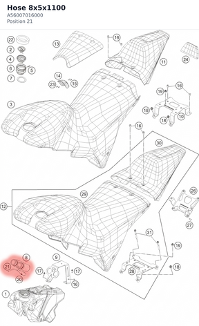 Diagram preview: Hose 8x5x1100 (A56007016000)