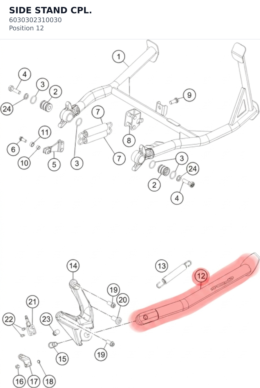 Diagram preview: SIDE STAND  CPL. (6030302310030)