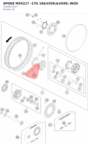 Diagram preview: SPOKE M5X217 -17G 18'' INOX (75310073217)