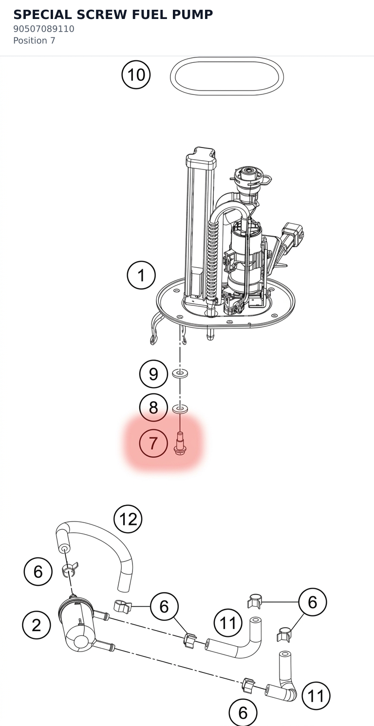 Diagram preview: SPECIAL SCREW FUEL PUMP (90507089110)