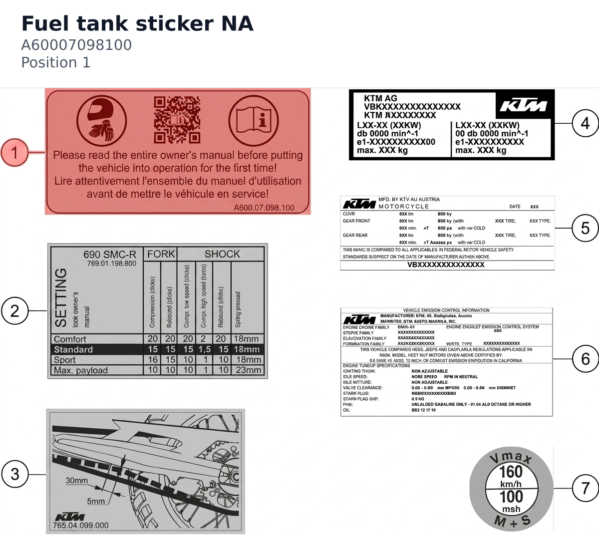 Diagram preview: Fuel tank sticker NA (A60007098100)