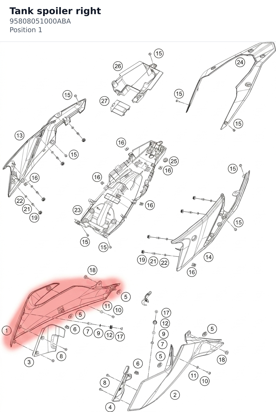 Diagram preview: Tank spoiler right (95808051000ABA)