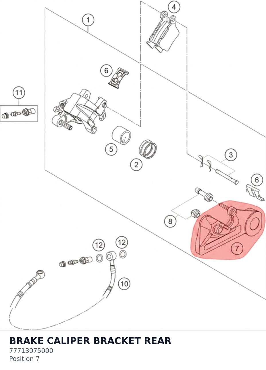 Diagram preview: BRAKE CALIPER BRACKET REAR (77713075000)