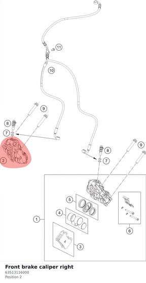Diagram preview: Front brake caliper right (63513116000)