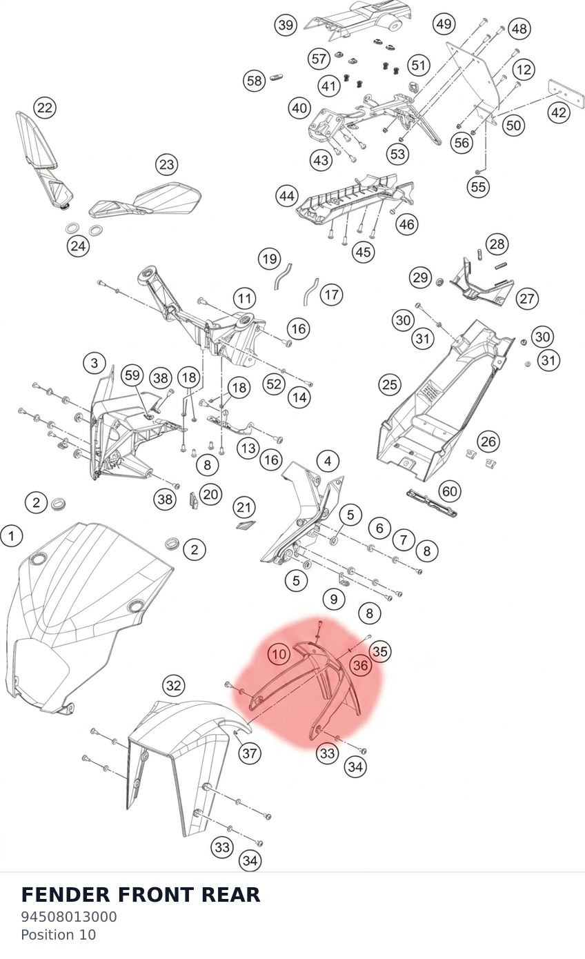 Diagram preview: FENDER FRONT REAR (94508013000)
