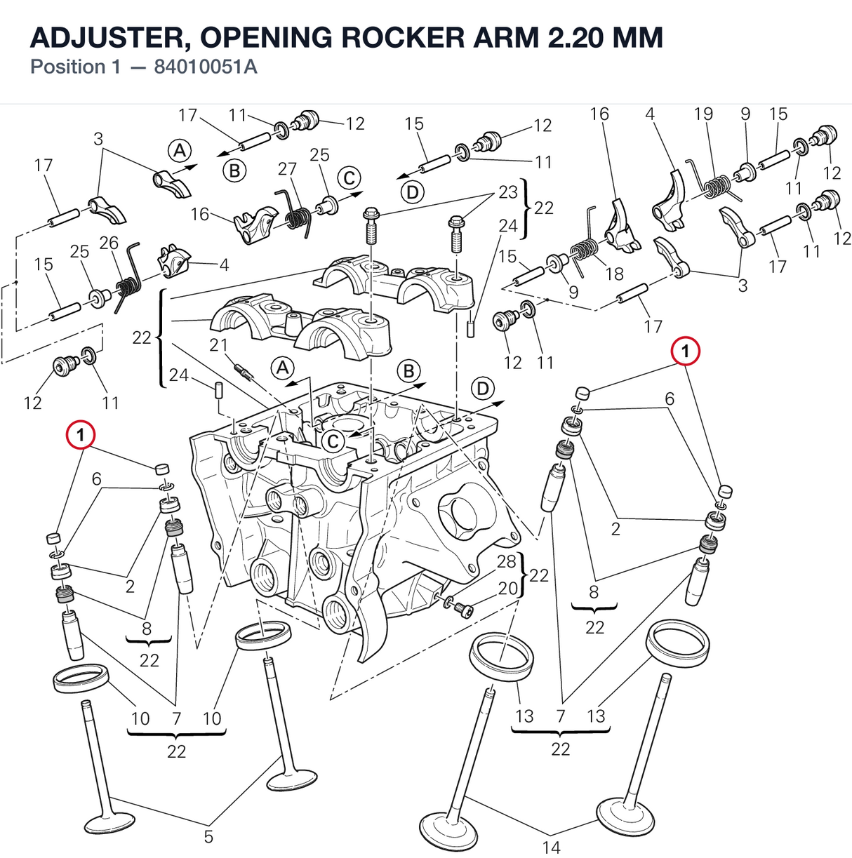 ADJUSTER, OPENING ROCKER ARM 2.20 MM