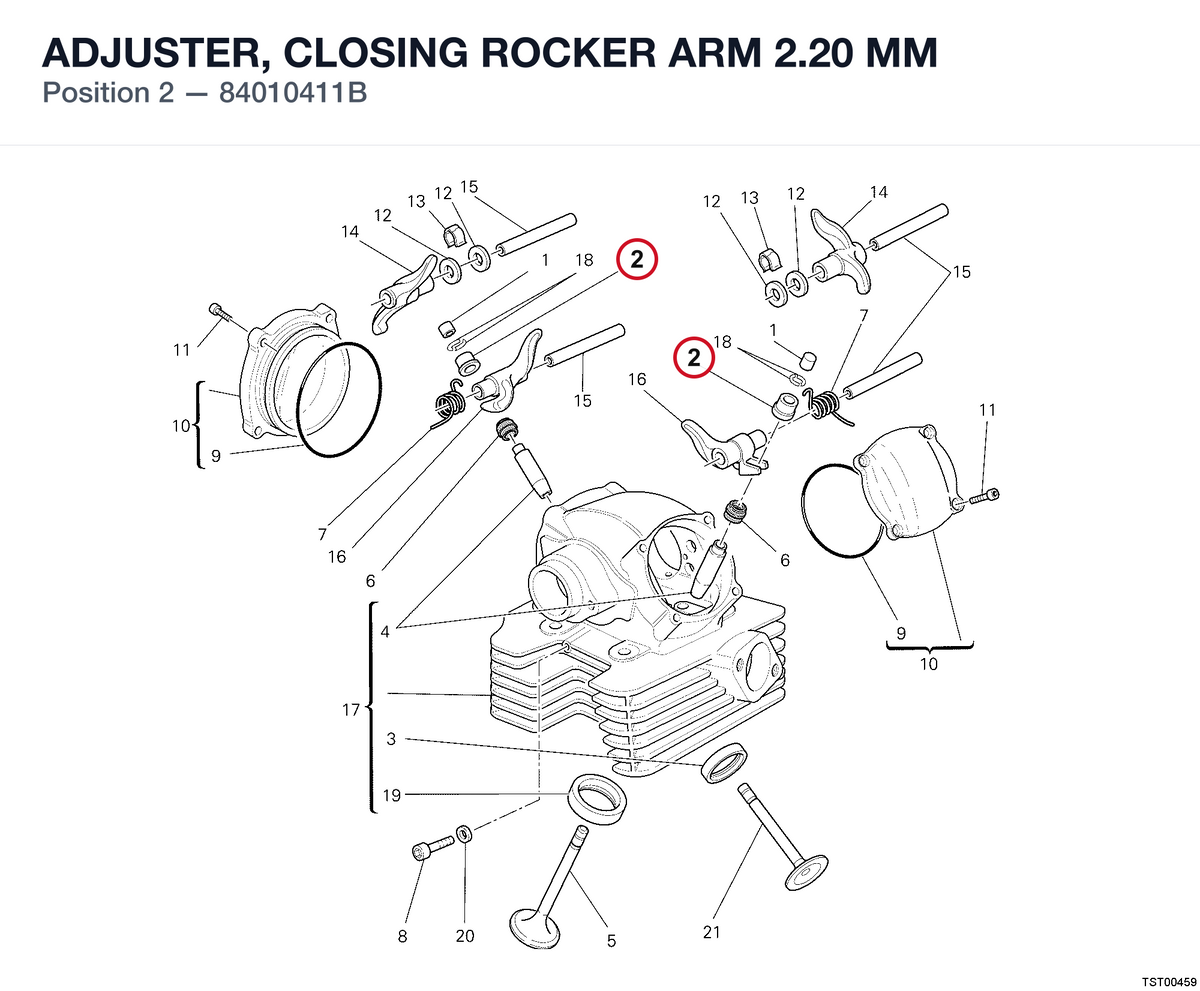 ADJUSTER, CLOSING ROCKER ARM 2.20 MM