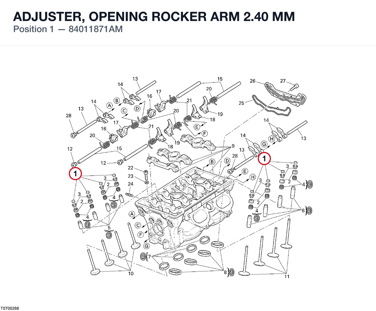ADJUSTER, OPENING ROCKER ARM 2.40 MM 84011871AM diagram position