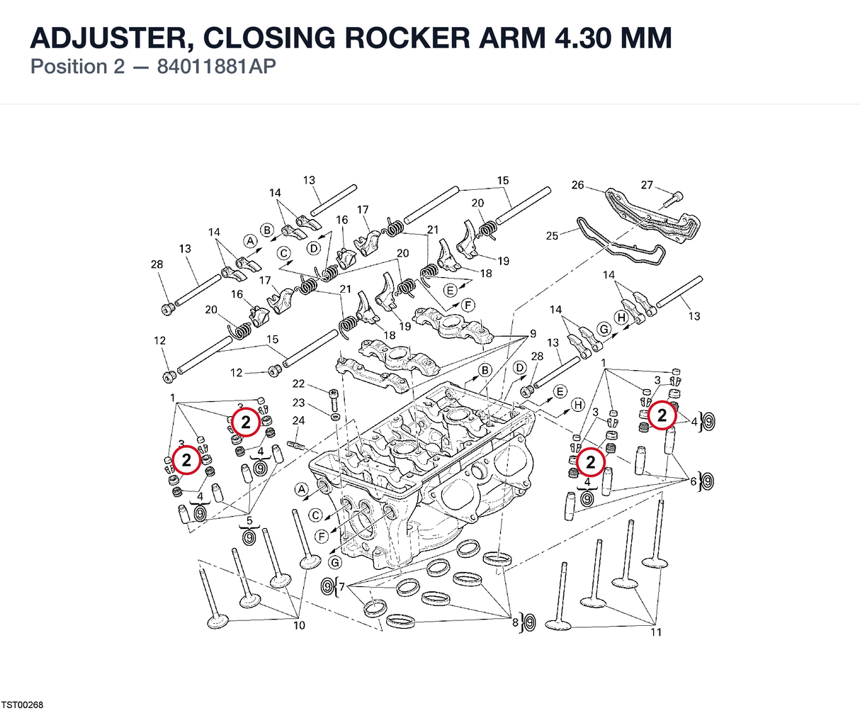 ADJUSTER, CLOSING ROCKER ARM 4.30 MM 84011881AP diagram position