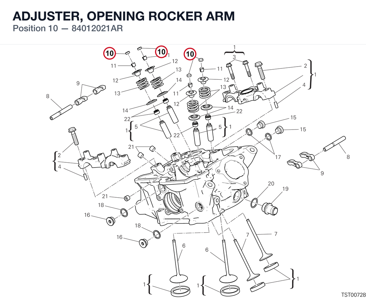 ADJUSTER, OPENING ROCKER ARM 84012021AR diagram position