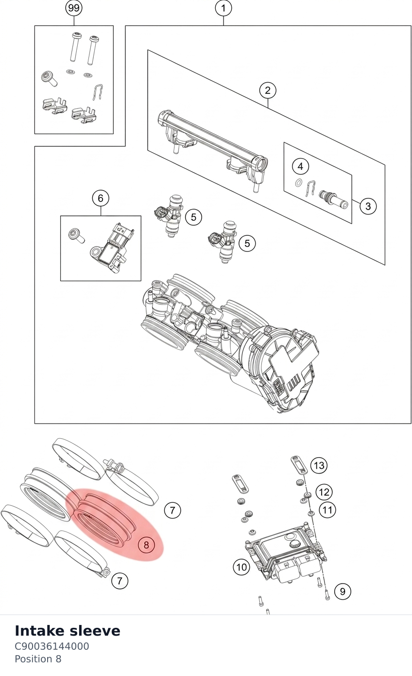 Diagram preview: Intake sleeve (C90036144000)
