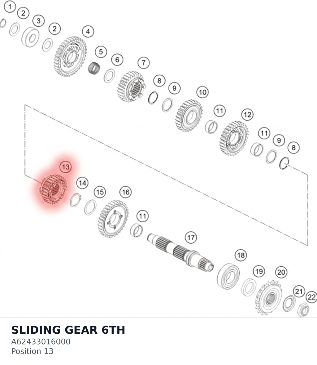 Diagram preview: SLIDING GEAR 6TH (A62433016000)