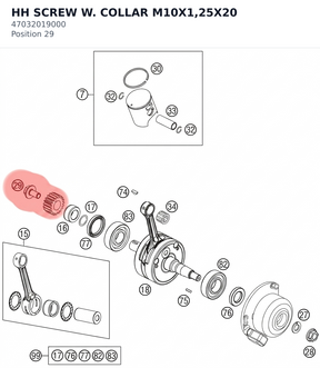 Diagram preview: HH SCREW W. COLLAR M10X1,25X20 (47032019000)