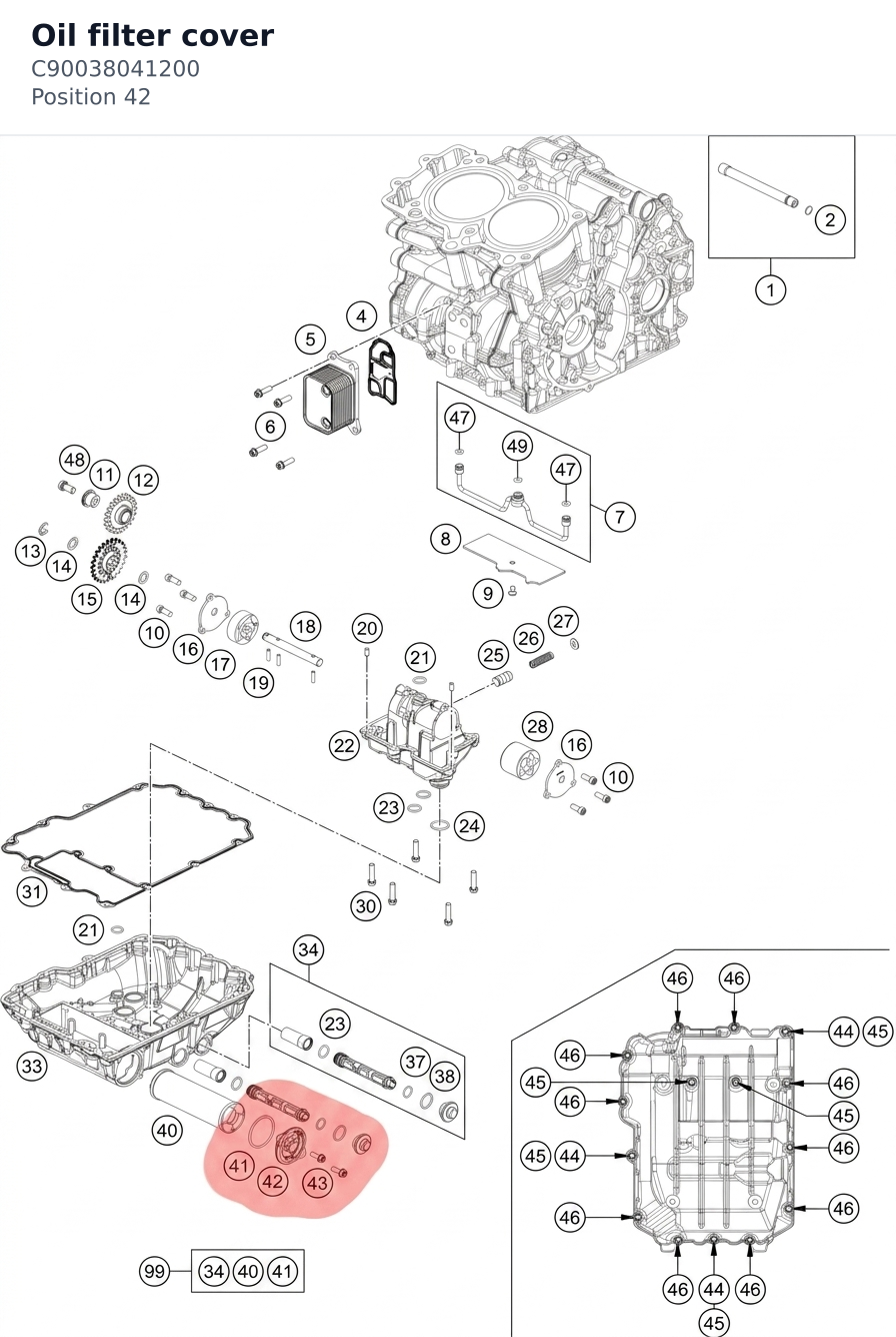 Diagram preview: Oil filter cover (C90038041200)